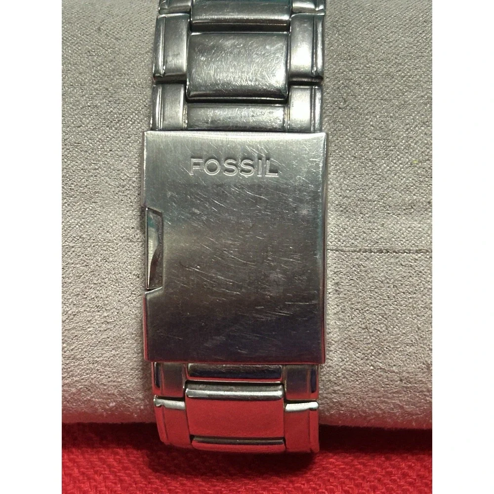 Fossil Arkitekt Mens Watch fs4153 Stainless Steel Band Blue Dial Not Tested